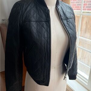 Zara Black Quilted Bomber Jacket